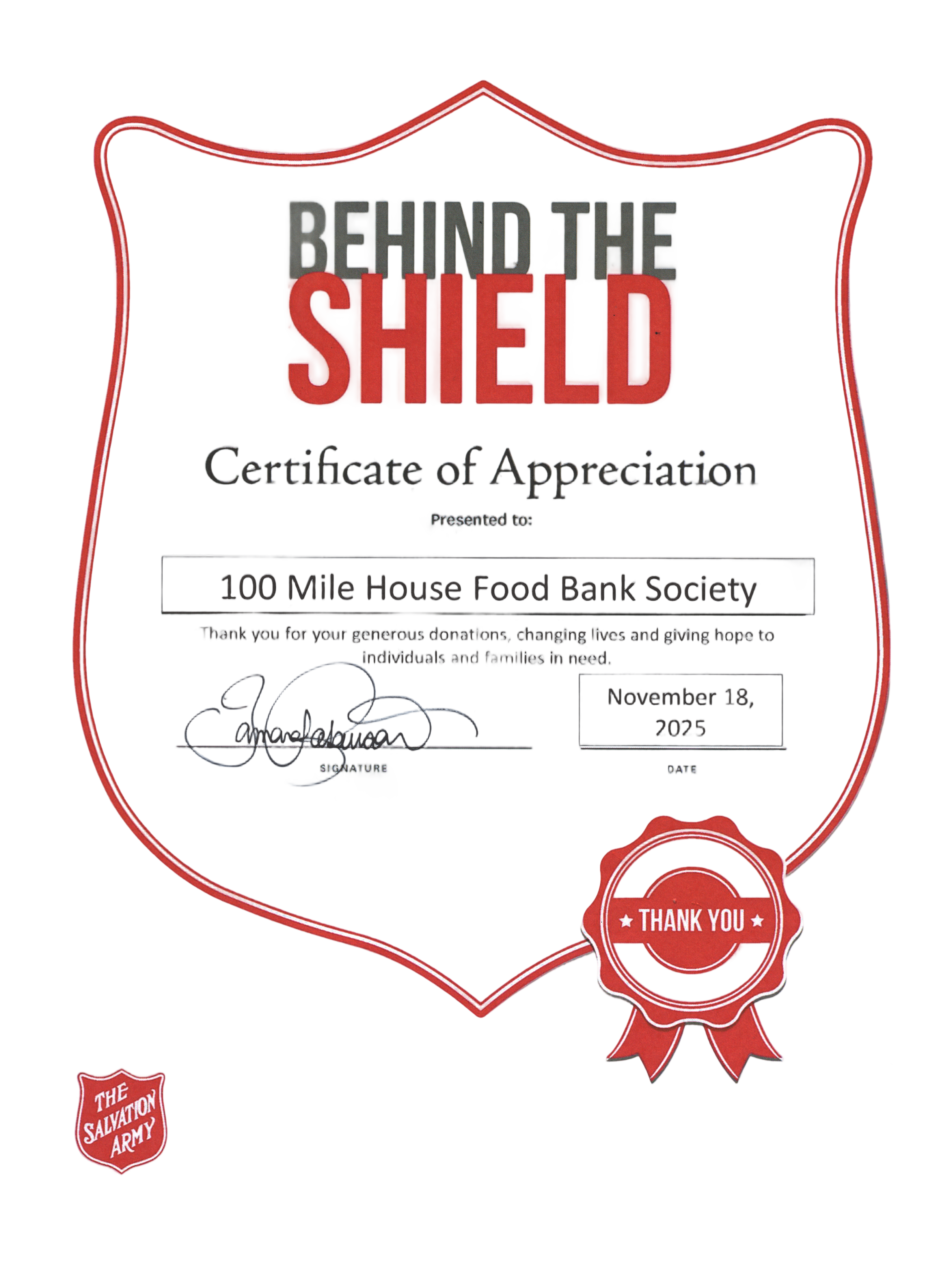 Salvation Army support